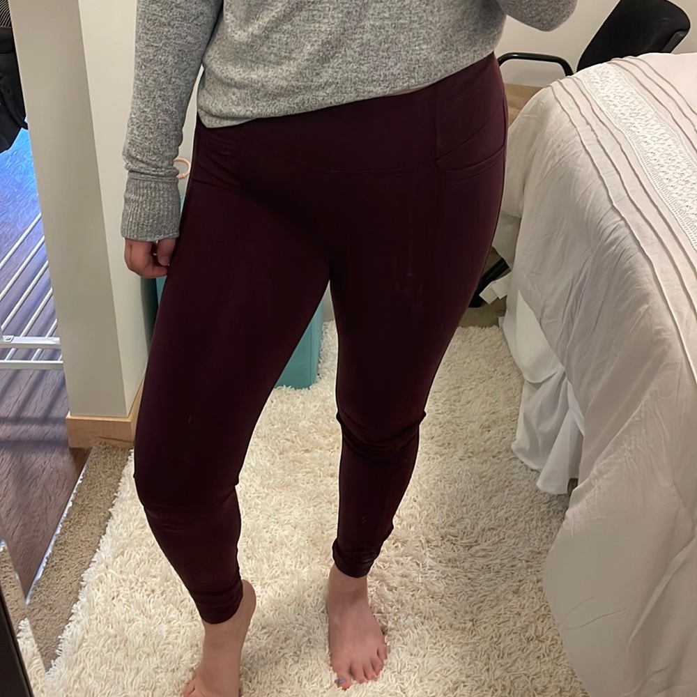 Athleta Maroon Leggings with Pockets